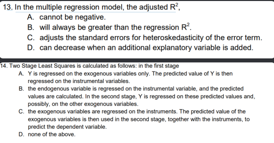 Solved Consider The Following Regression Model | Chegg.com