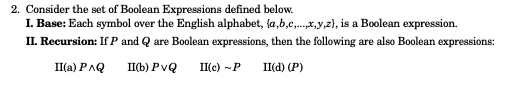Solved 2. Consider the set of Boolean Expressions defined | Chegg.com