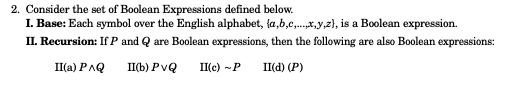 Solved 2. Consider The Set Of Boolean Expressions Defined | Chegg.com