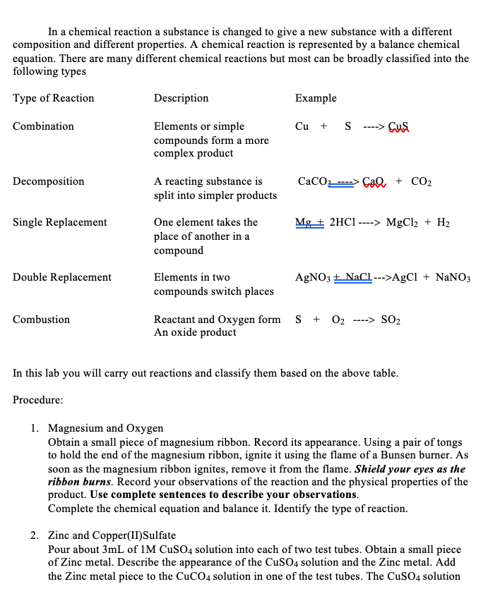 Solved In a chemical reaction a substance is changed to give | Chegg.com