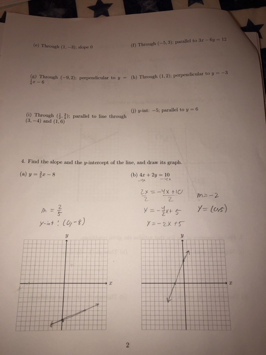 Solved Math 130 Section 1 3 Lines 1 Find The Slope Of Th Chegg Com