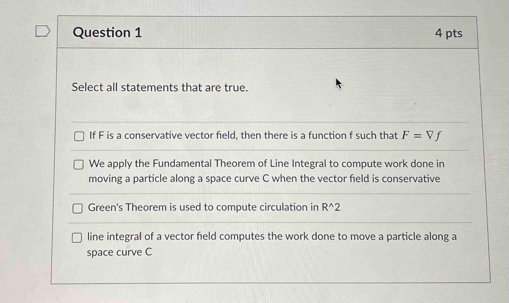 Solved U Question 1 4 pts Select all statements that are | Chegg.com
