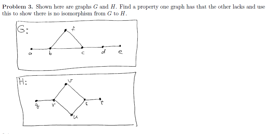 Solved Problem 3. Shown here are graphs G and H. Find a | Chegg.com