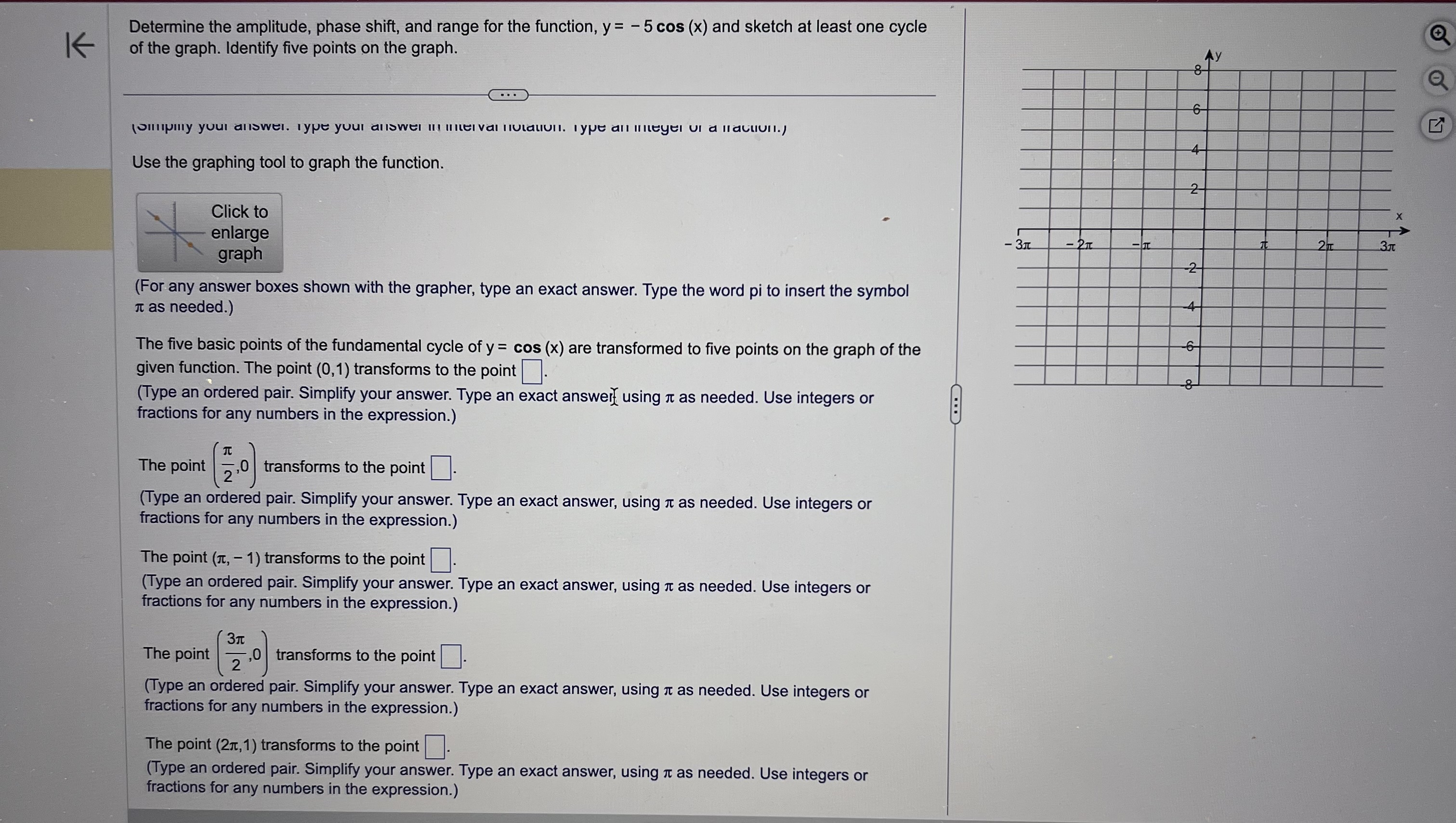 Solved Determine the amplitude, phase shift, and range for | Chegg.com