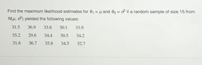 Solved Find the maximum likelihood estimates for ??-? and | Chegg.com