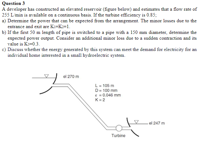 If the first 50 ﻿m length of pipe is switched to a | Chegg.com