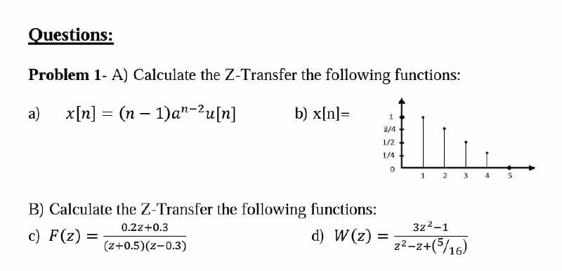 Solved Questions: Problem 1- A) Calculate the Z-Transfer the | Chegg.com