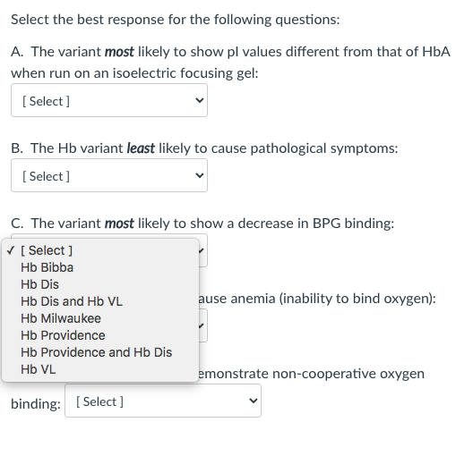 Solved carefully consider the following Hemoglobin variants | Chegg.com