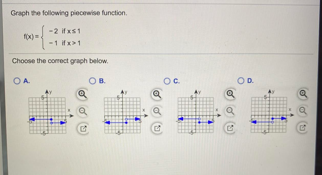 Solved Graph the following piecewise function. -2 if x 51 | Chegg.com