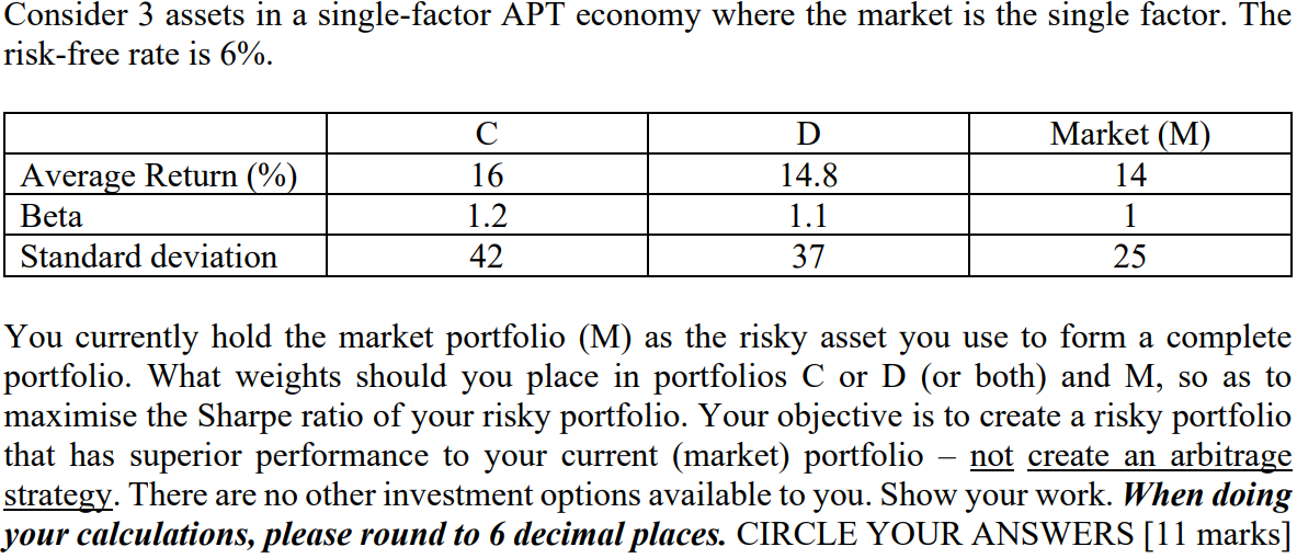 Consider 3 Assets In A Single-factor APT Economy | Chegg.com