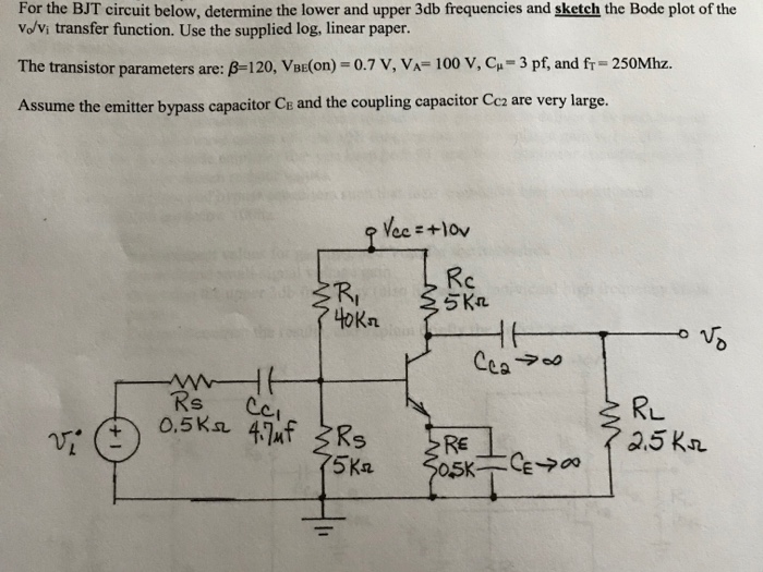 Solved For the BJT circuit below, determine the lower and | Chegg.com