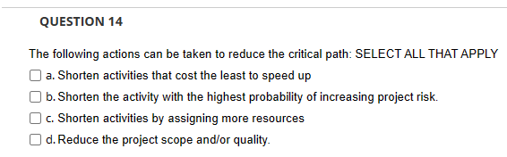 Solved The Following Actions Can Be Taken To Reduce The | Chegg.com