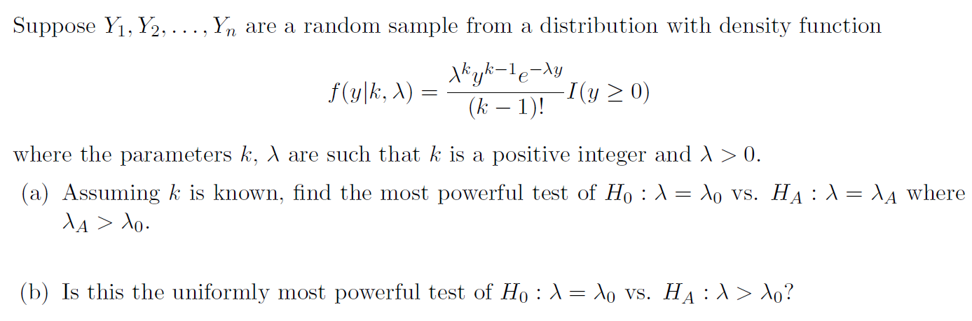 Solved Suppose Yı, Y2, ..., Yn Are A Random Sample From A | Chegg.com