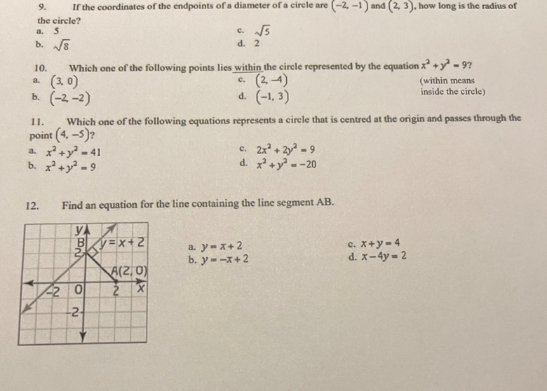 Solved 9. a. 5 If the coordinates of the endpoints of a