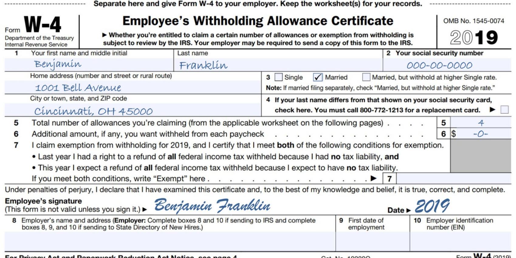 Separate Here And Give Form W-4 To Your Employer. 