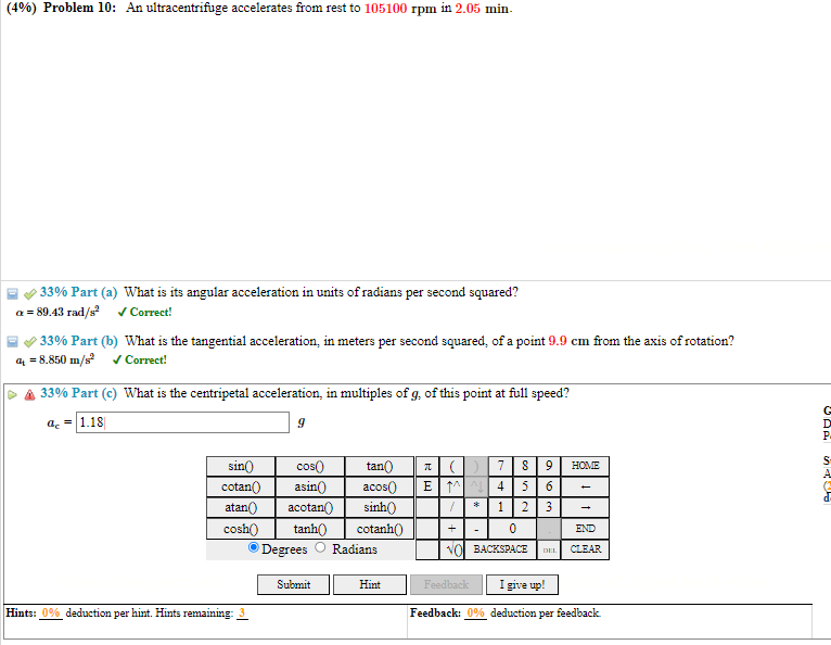 Solved (4\) Problem 10 An ultracentrifuge accelerates from