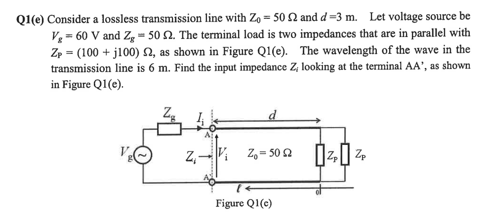 Solved Q1 E Consider A Lossless Transmission Line With Z Chegg Com