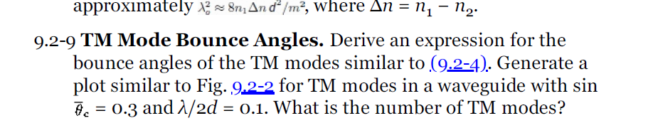 TM Mode Bounce Angles. Derive an expression for the | Chegg.com