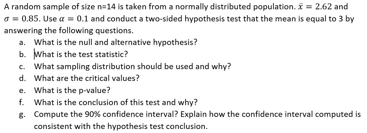 solved-a-random-sample-of-size-n-14-is-taken-from-a-normally-chegg