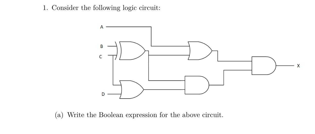 Solved 1. Consider the following logic circuit: A B ㅖ С X | Chegg.com