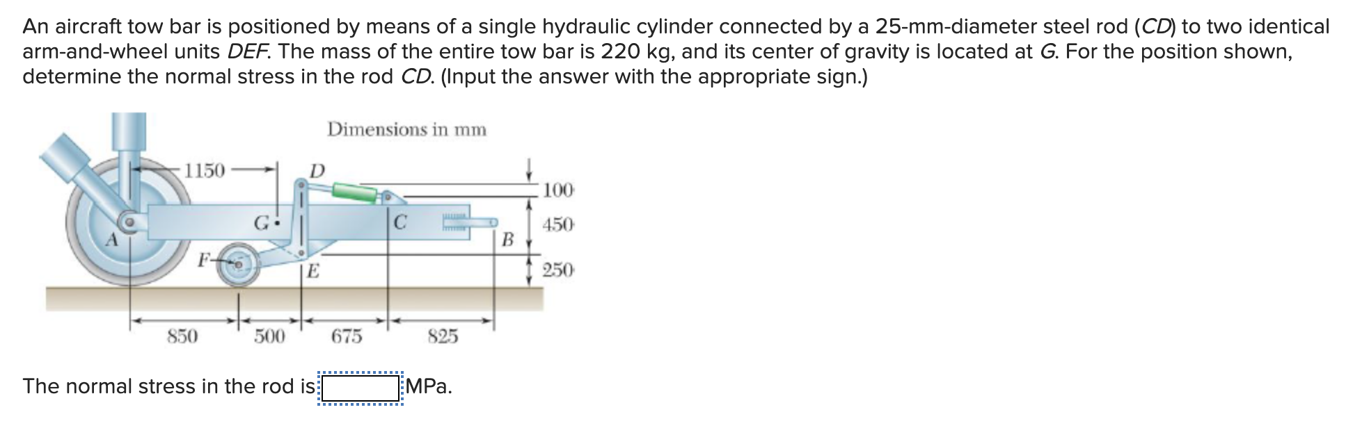 Solved An aircraft tow bar is positioned by means of a