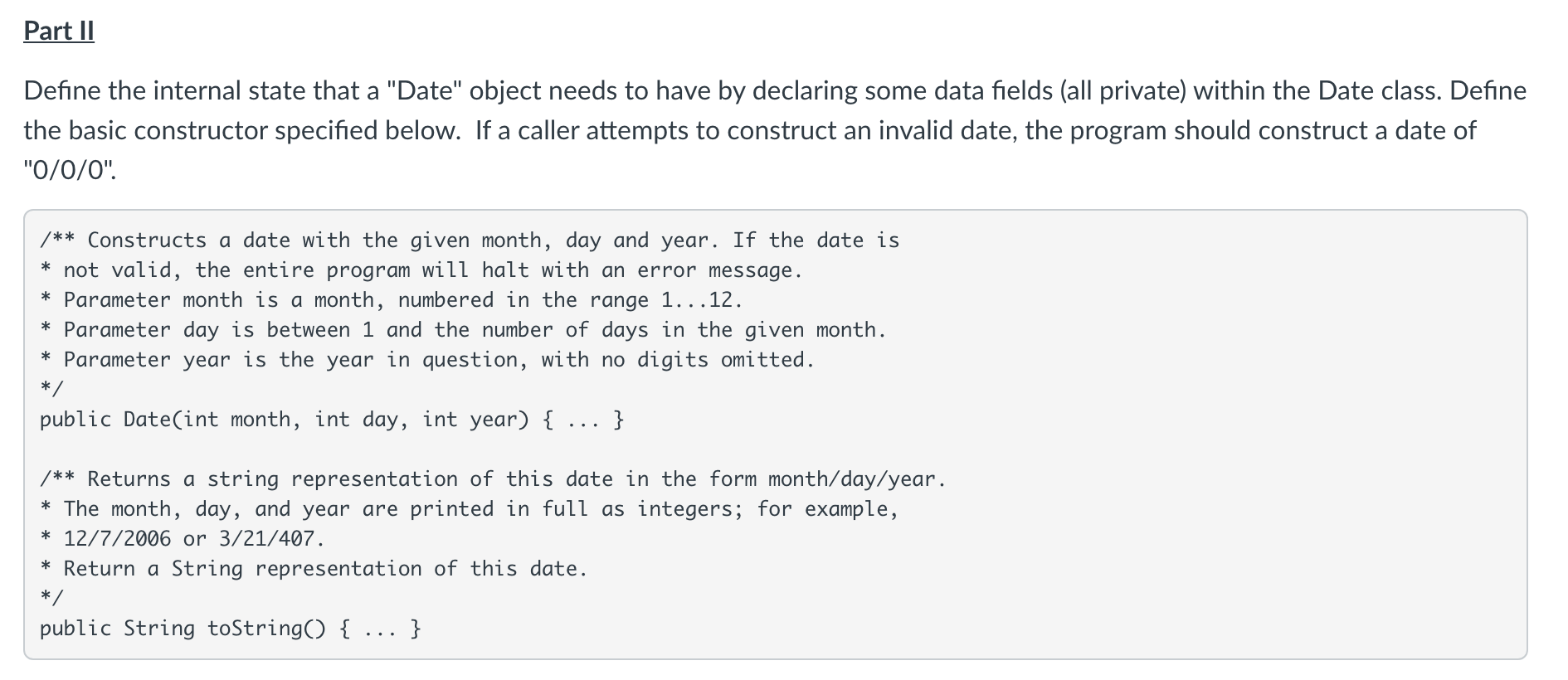 Solved Part I Implement the basic helper methods listed | Chegg.com