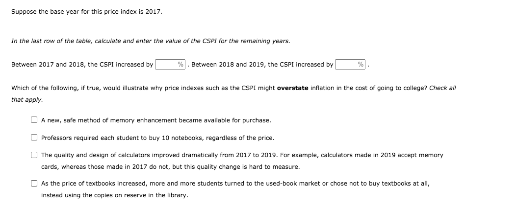 Solved 1. Calculating inflation using a simple price index | Chegg.com