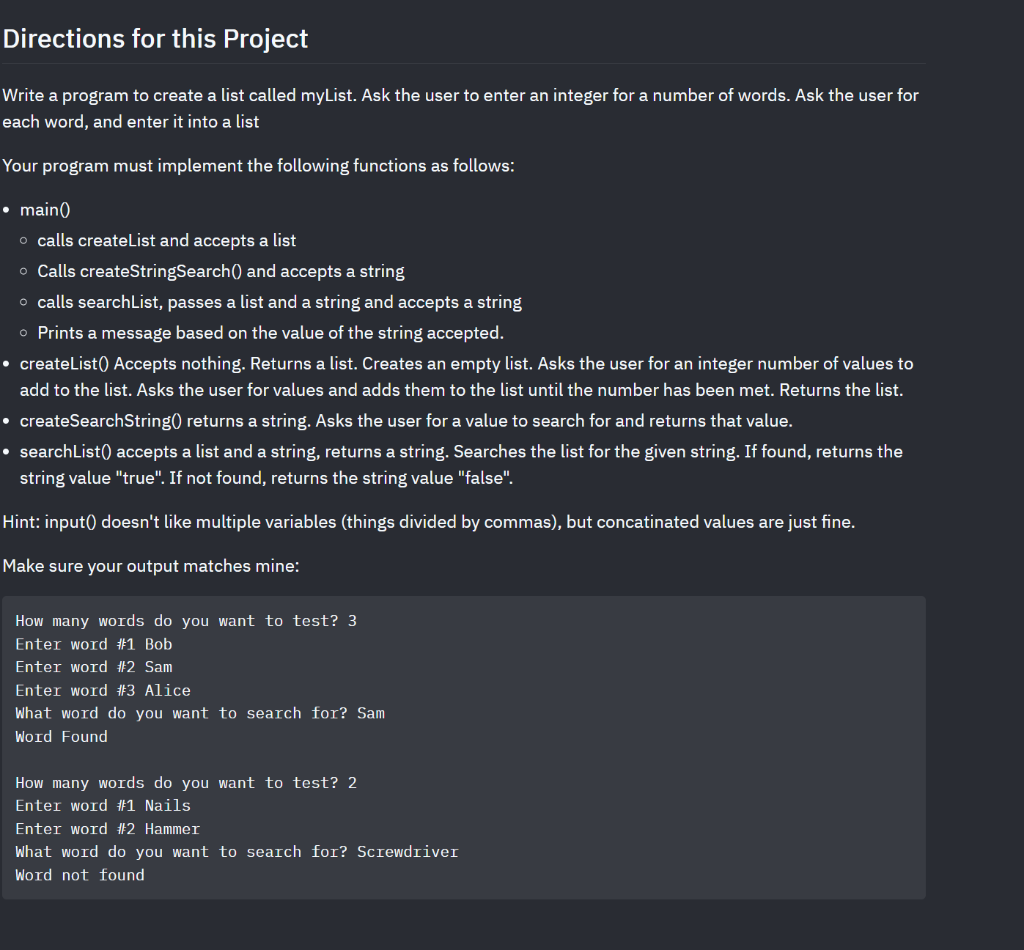 Solved Directions for this Project Write a program to create | Chegg.com