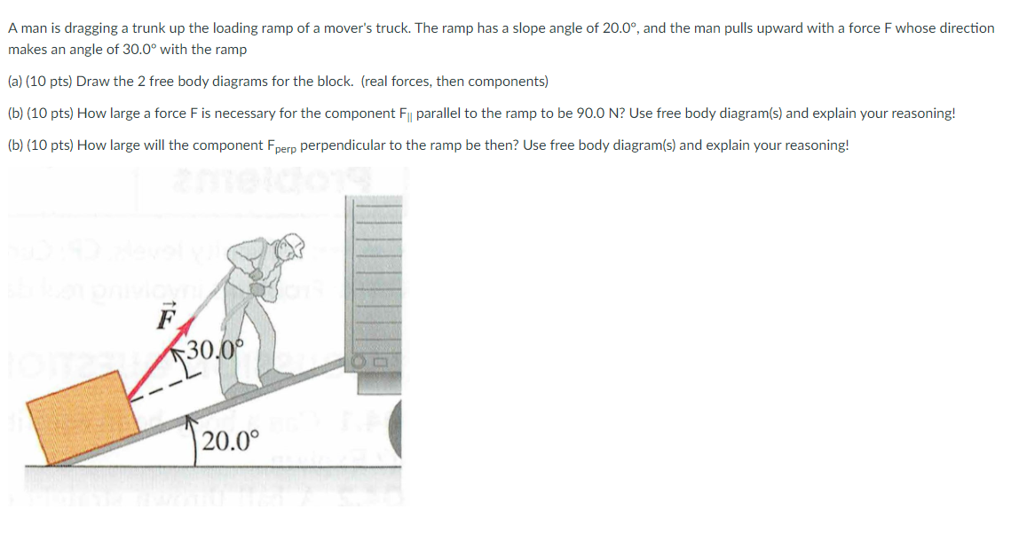 Solved A man is dragging a trunk up the loading ramp of a