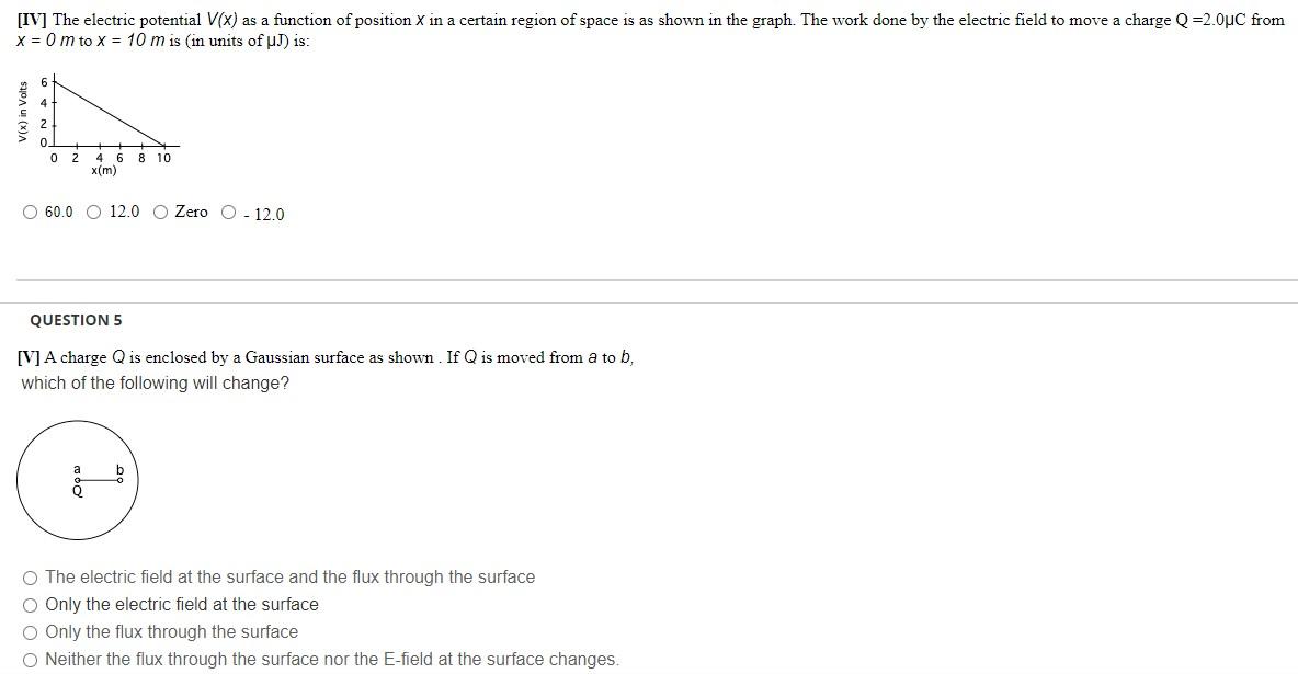 Solved [IV] The electric potential V(x) as a function of | Chegg.com