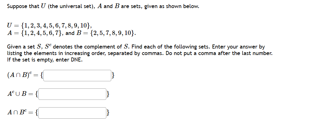 Solved Suppose That U The Universal Set A And B Are Sets Chegg Com