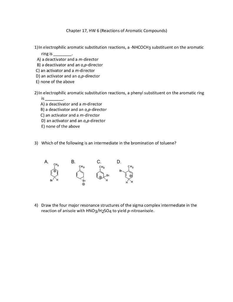 Solved Chapter 17, HW 6 (Reactions of Aromatic Compounds) | Chegg.com