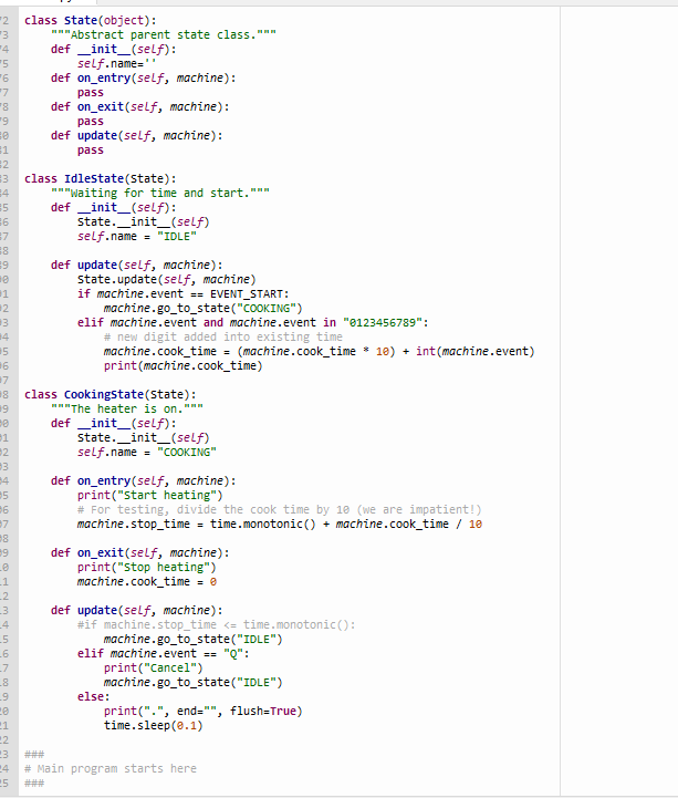 Solved State machines The file microwave.py defines a simple | Chegg.com