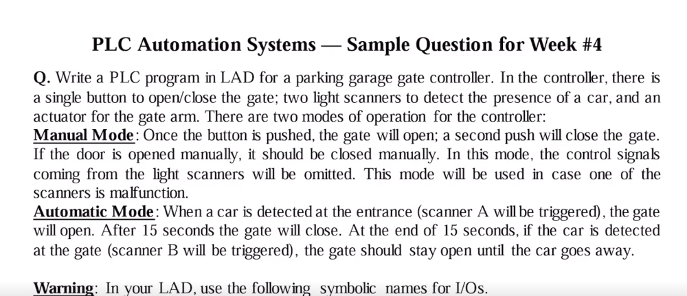 Solved PLC Automation Systems - Sample Question For Week \#4 | Chegg.com