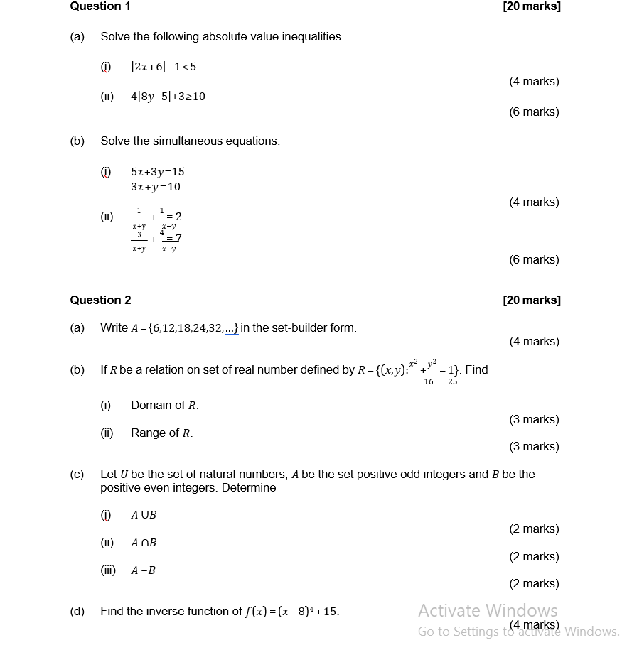 Solved Question 1 [20 Marks] A Solve The Following