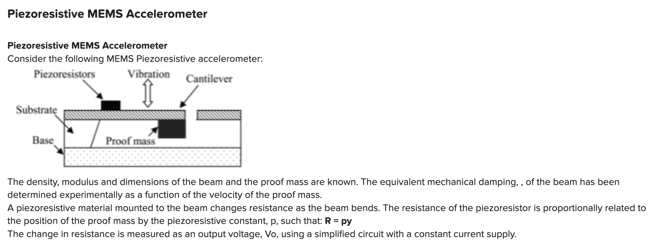 Solved Piezoresistive MEMS Accelerometer Piezoresistive MEMS | Chegg.com