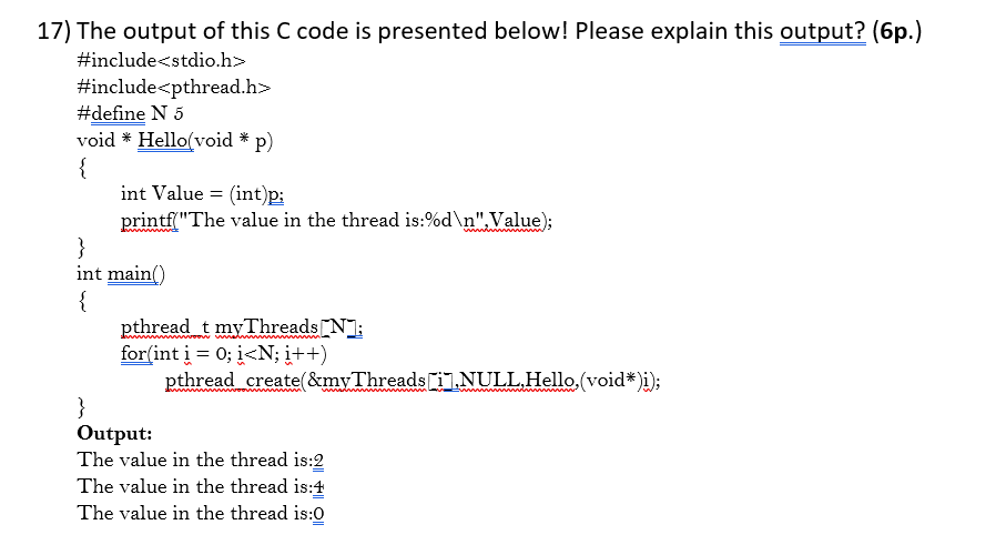 Solved 17) The output of this C code is presented below! | Chegg.com