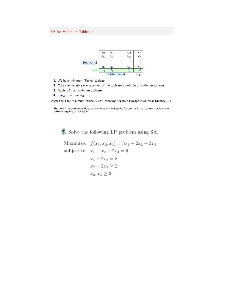 Solved 1. We have minimum Tucker tableau. 2. Take the | Chegg.com