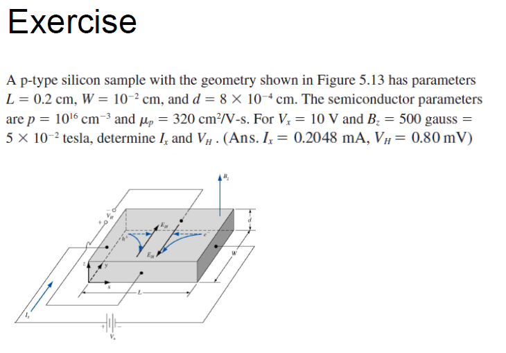 Solved Exercise A P Type Silicon Sample With The Geometry Chegg Com