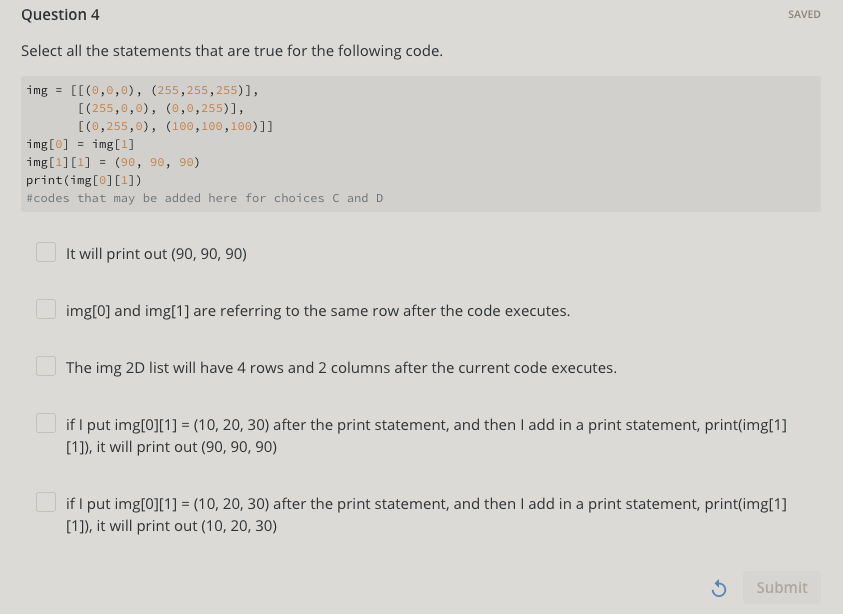 Solved Question 4 SAVED Select all the statements that are | Chegg.com
