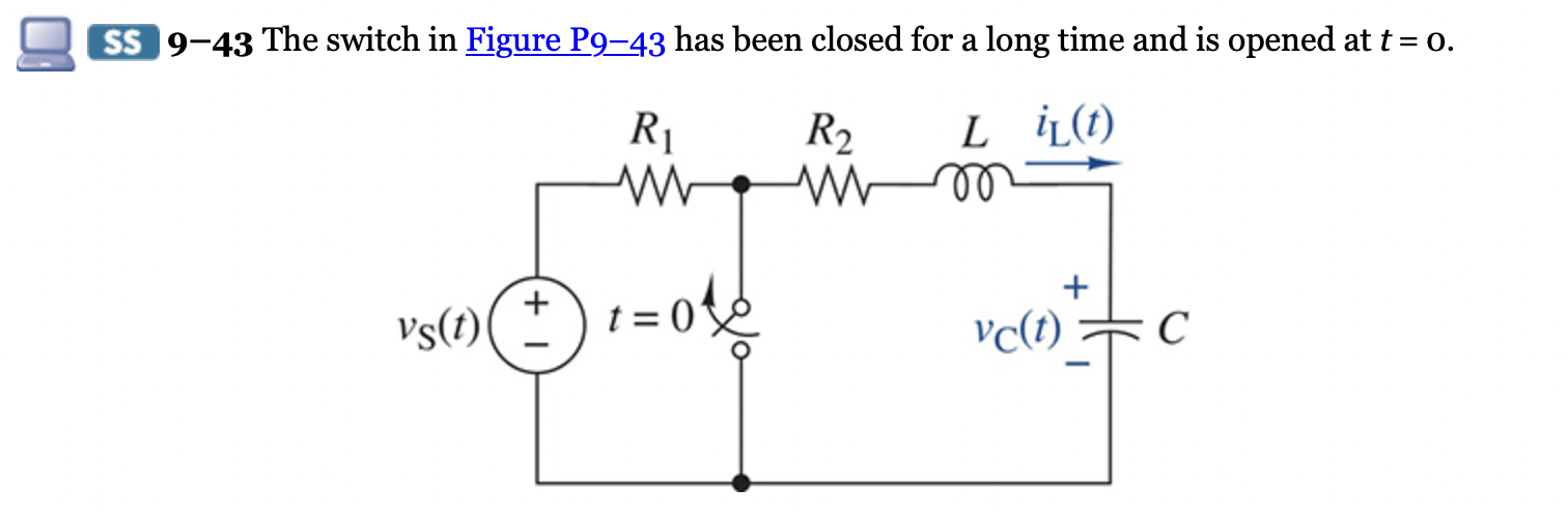 Solved ( 9–39The switch in Figure P9–39 has been open for a