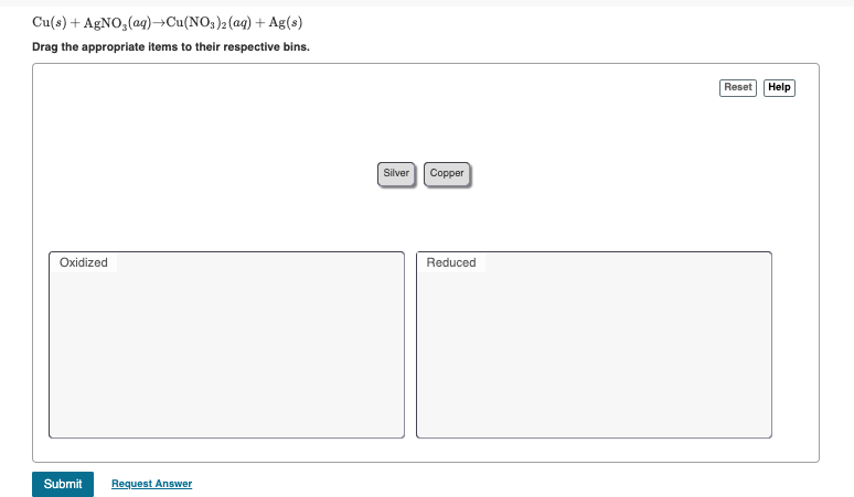 Solved Cu(s)+AgNO3(aq)→Cu(NO3)2(aq)+Ag(s) Drag the | Chegg.com