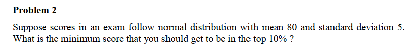 Solved Problem 2 Suppose Scores In An Exam Follow Normal | Chegg.com