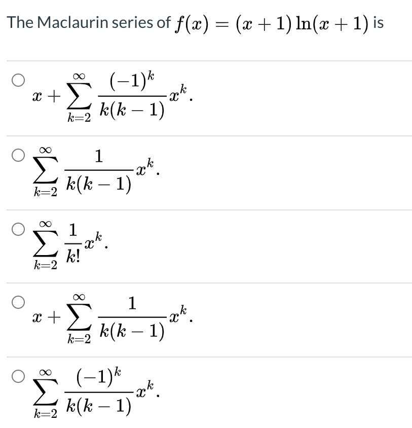 Solved The Maclaurin Series Of F X 2 1 In X 1 Is Chegg Com