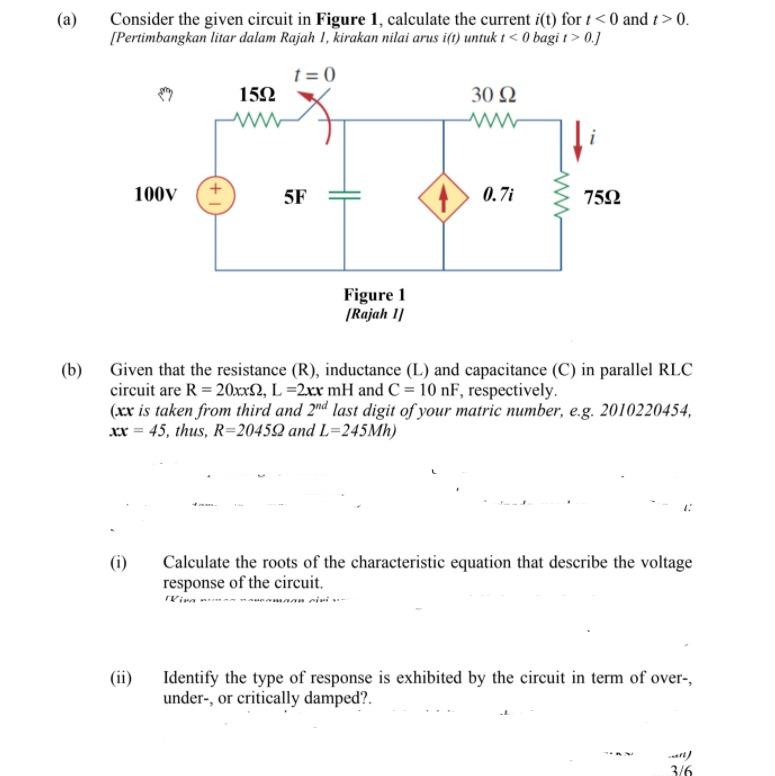 Solved (a) Consider The Given Circuit In Figure 1, Calculate | Chegg.com