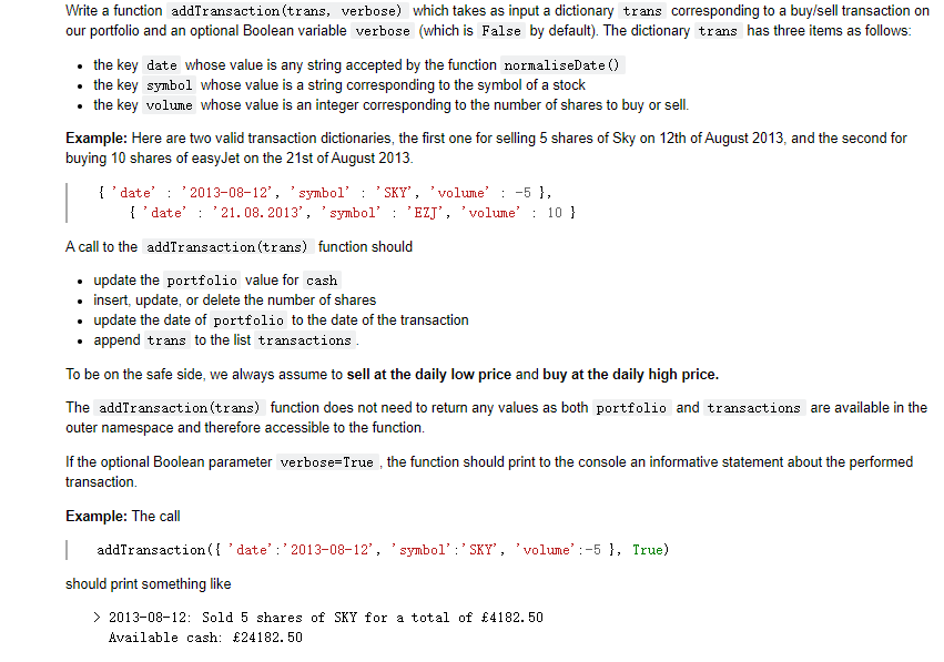 Solved Here's an example of a valid portfolio