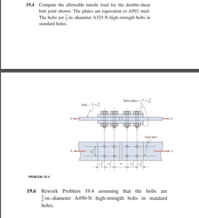 Solved 19.4 Compute the allowable tensile load for the | Chegg.com