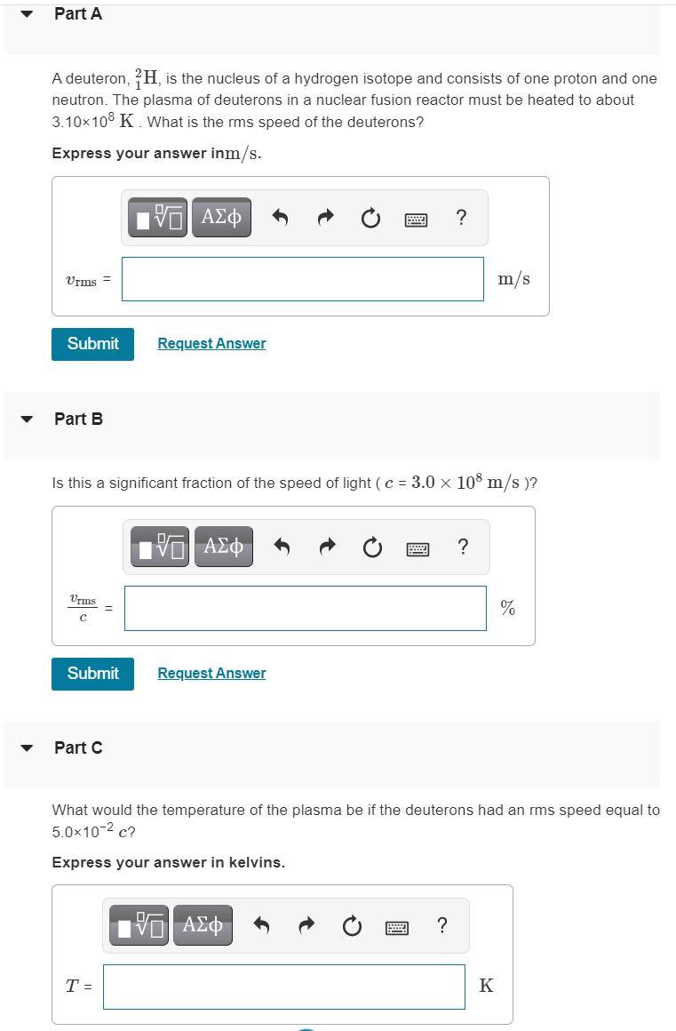 Solved Part A A Deuteron, H, Is The Nucleus Of A Hydrogen | Chegg.com