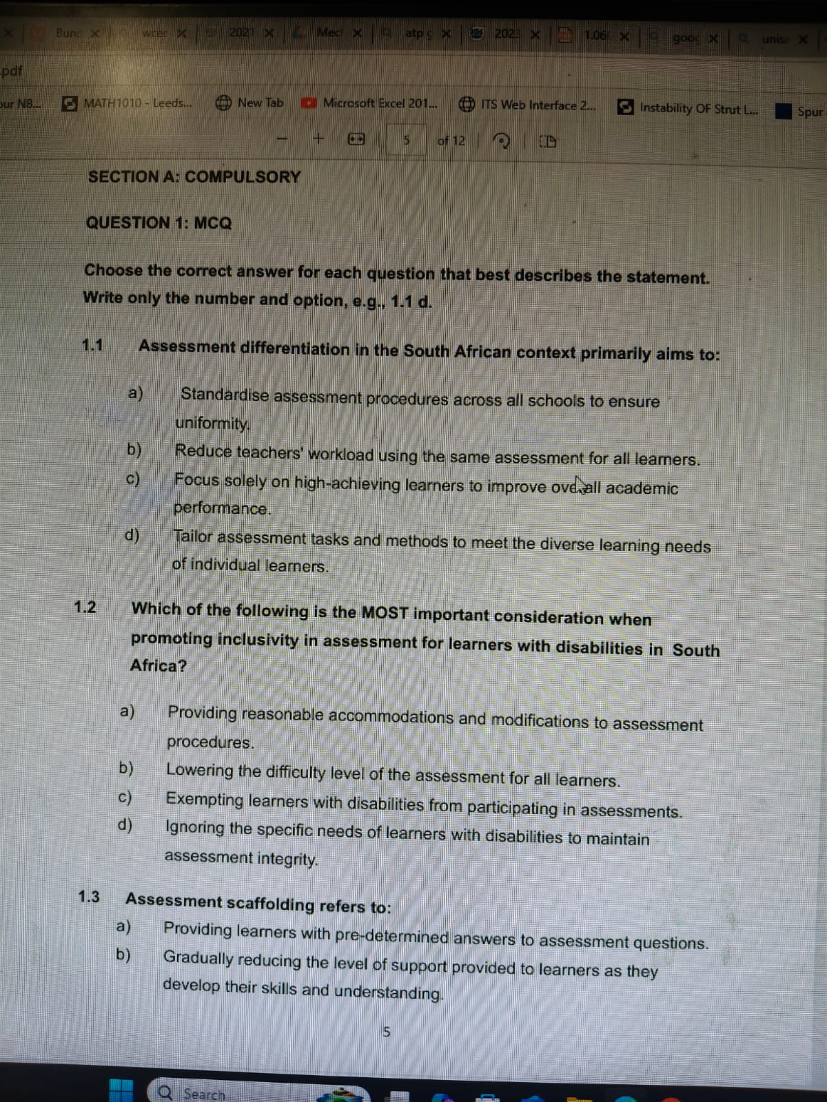 Solved QUESTION 1: MCQ Choose the correct answer for each | Chegg.com