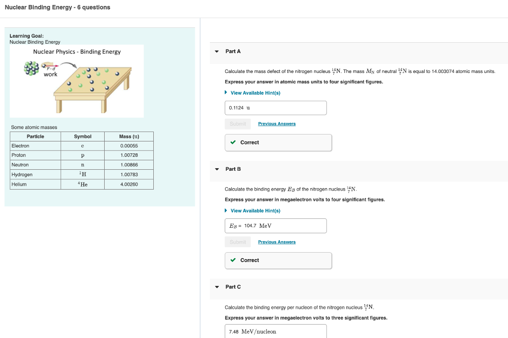 Solved Nuclear Binding Energy - 6 Questions Learning Goal: | Chegg.com